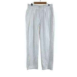 Quicksilver Women's White Cotton Linen High Waist Pockets Straight Ankle Size 28